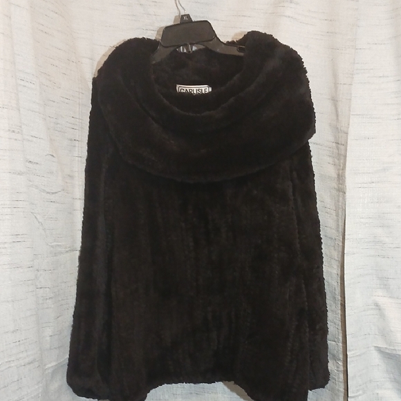 Carlisle 100% Rex Rabbit Artisan Dark Brown Plush Cowl Neck Sweater Sz L